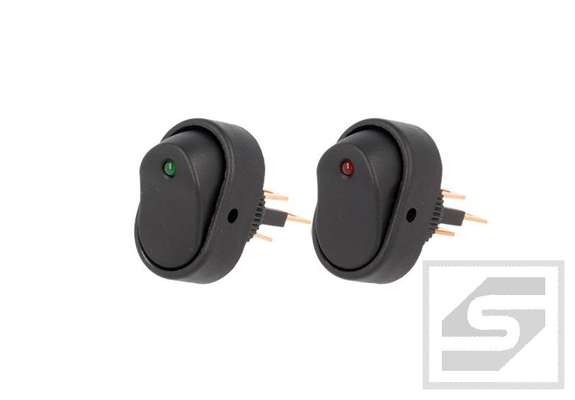 Przełącznik R13-133L-01-BBG-L-1;SCI 30A/12VDC;ON-OFF;podśw.LED zielony;