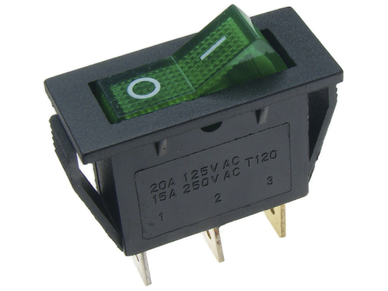 Przełącznik podśw.śr.zielony 250V 15A/250VAC IXL-101-2C RoHS