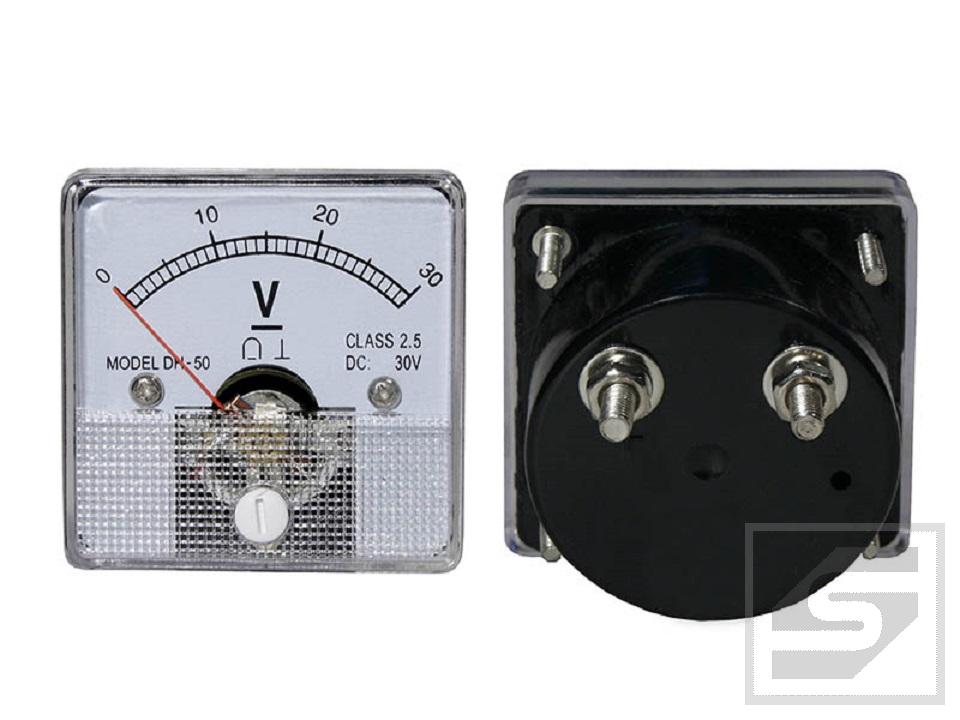 Miernik analogowy woltomierz 30V kwadrat MODEL DH-50/30V; 0-30V DC