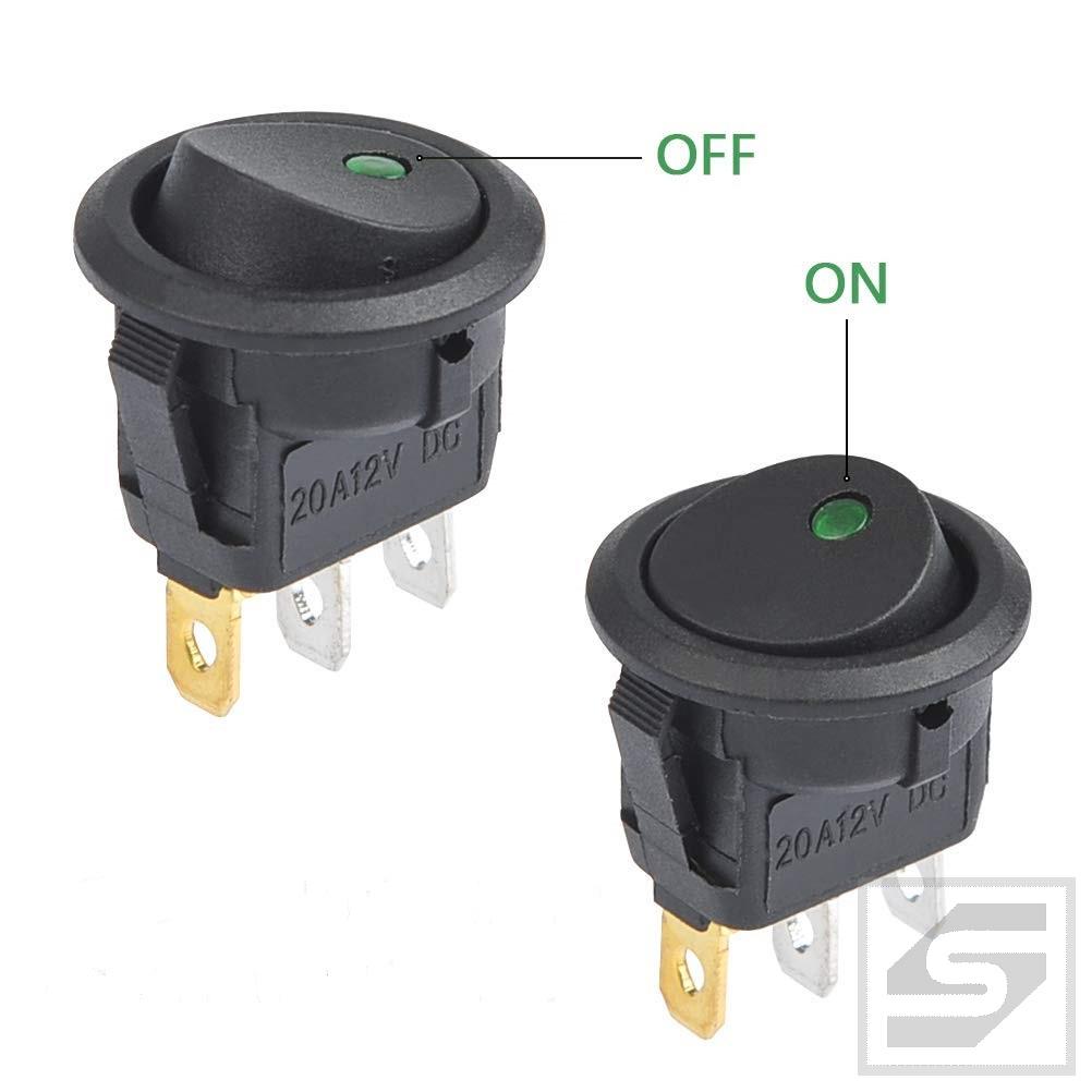 Przełącznik IRS101G;20A/12V;ON-OFF; bistabilny;podśw. 12V zielony;