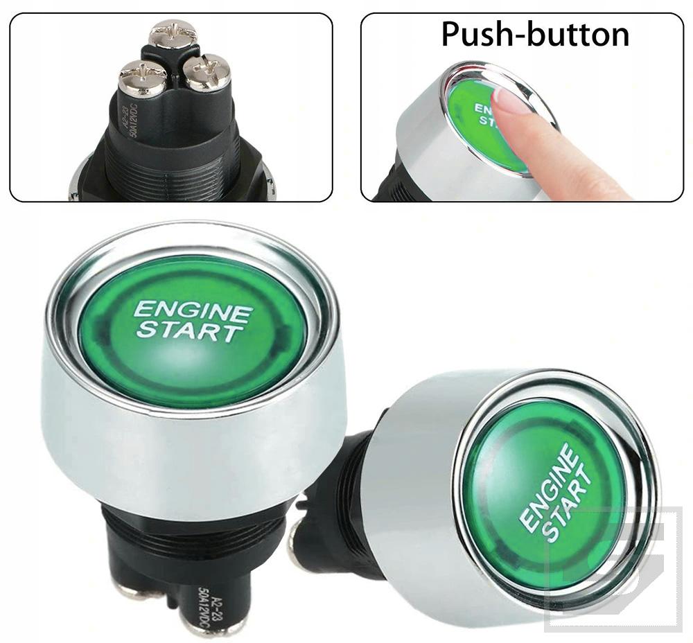 Przycisk ENGINE START STOP LEDGREEN ZAPŁONU A2-23G;50A;12VDC;otwór 22mm