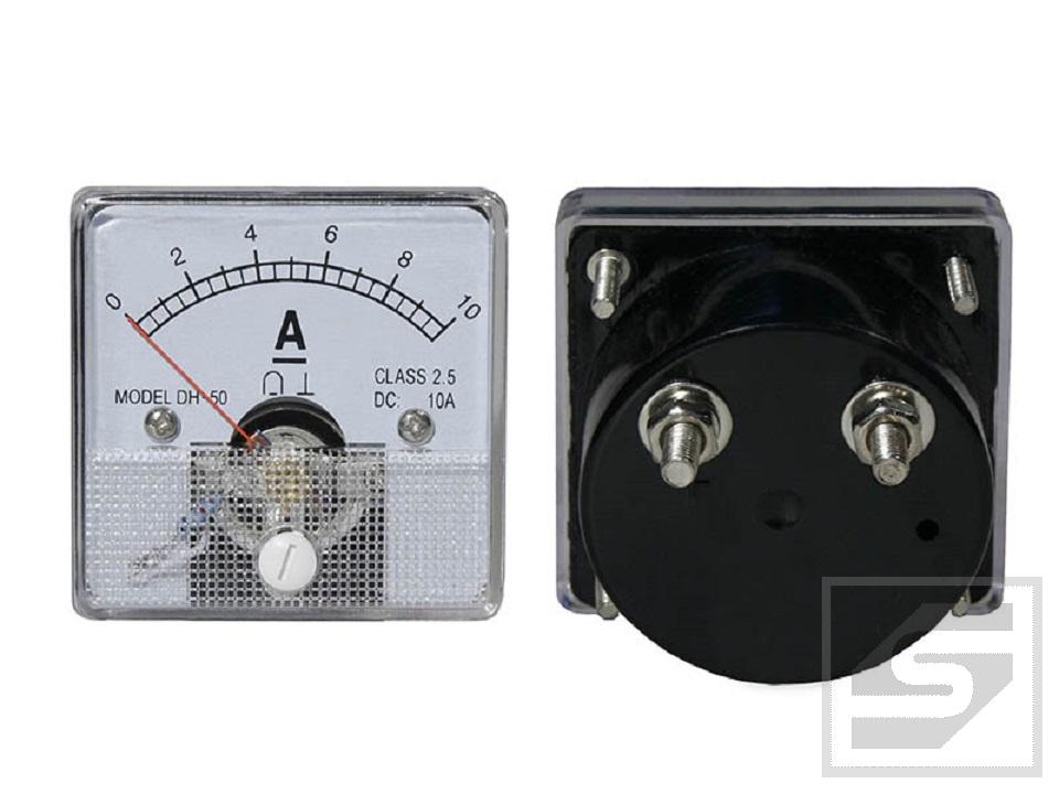 Miernik analogowy amperomierz 0-10A kwadrat 10A+bocznik MODEL DH-50/10A