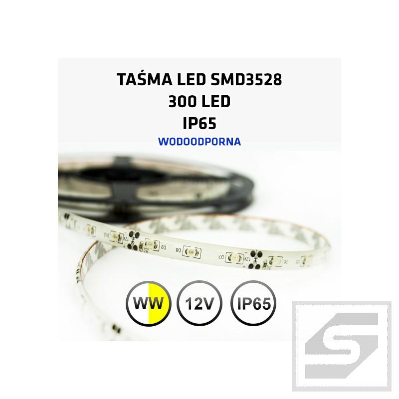 Taśma LED biała ciepł300LED/5m 3528 12VDC/IP65/24W LEDstrip3528WW/60