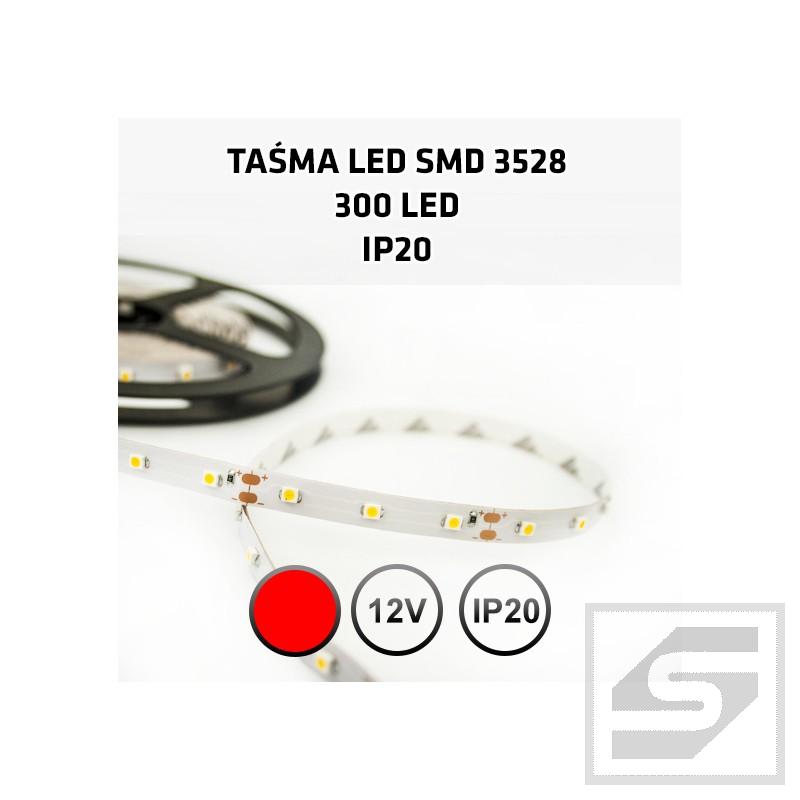 Taśma LED czerwona   300LED/5m 3528 12VDC/IP20 TC-R60-3528-60LED/4.8W/m