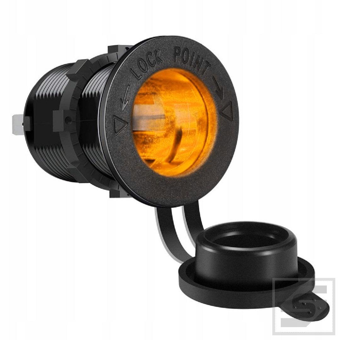 Gniazdo zapalniczki podświetlane k.pomarańczowy LED;12V/24V 15A;29mm