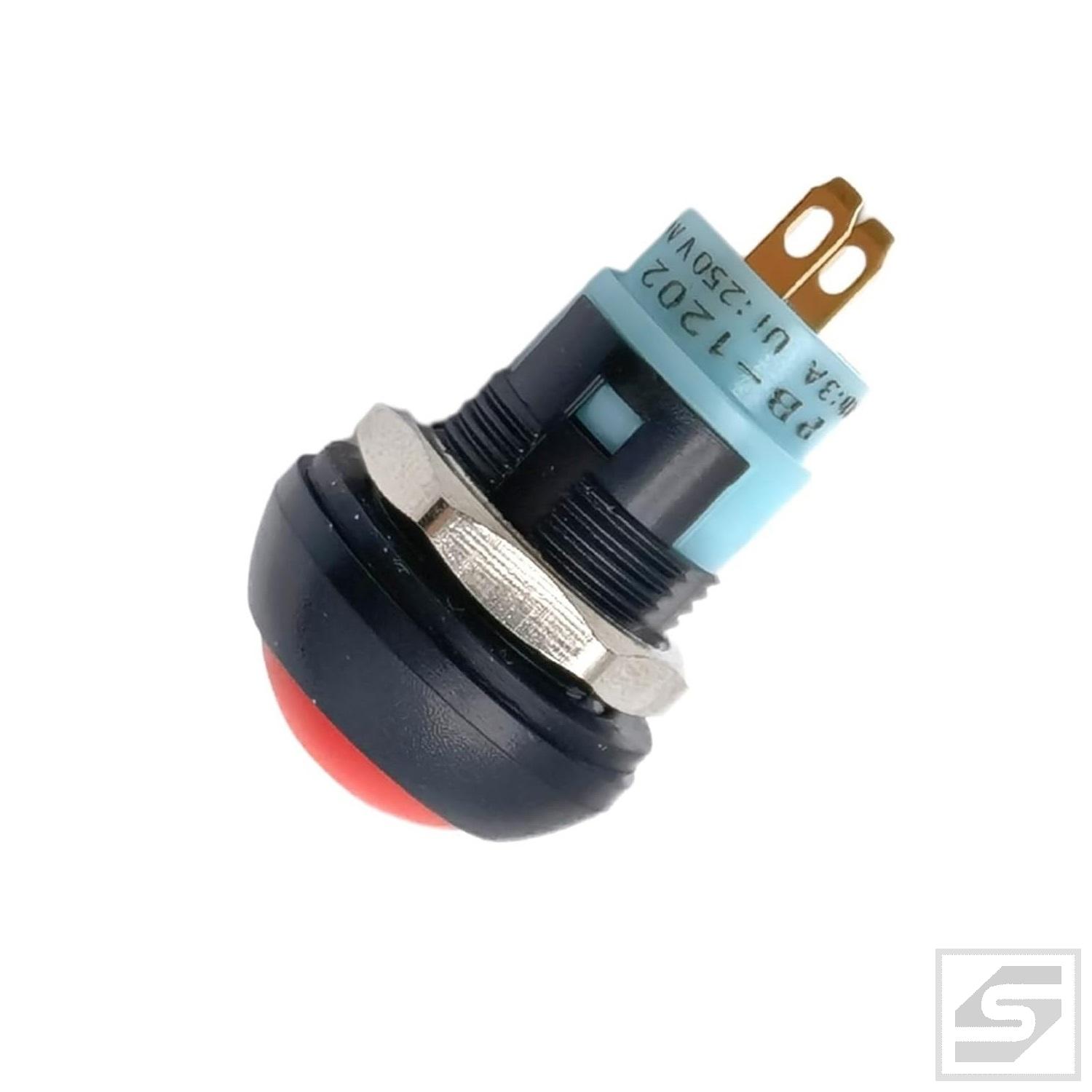 Przełącznik PB-1202AR;3A;250V AC;12 mm;czerwony;bistabilny;ON-OFF;RoHS