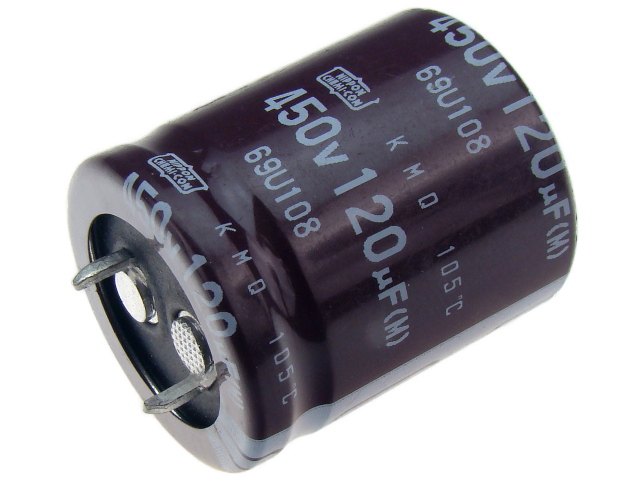 Kondensator elek.  120uF/450V;105C; SNAP;KMQ;wym.25x32mm;NIPPON(44)