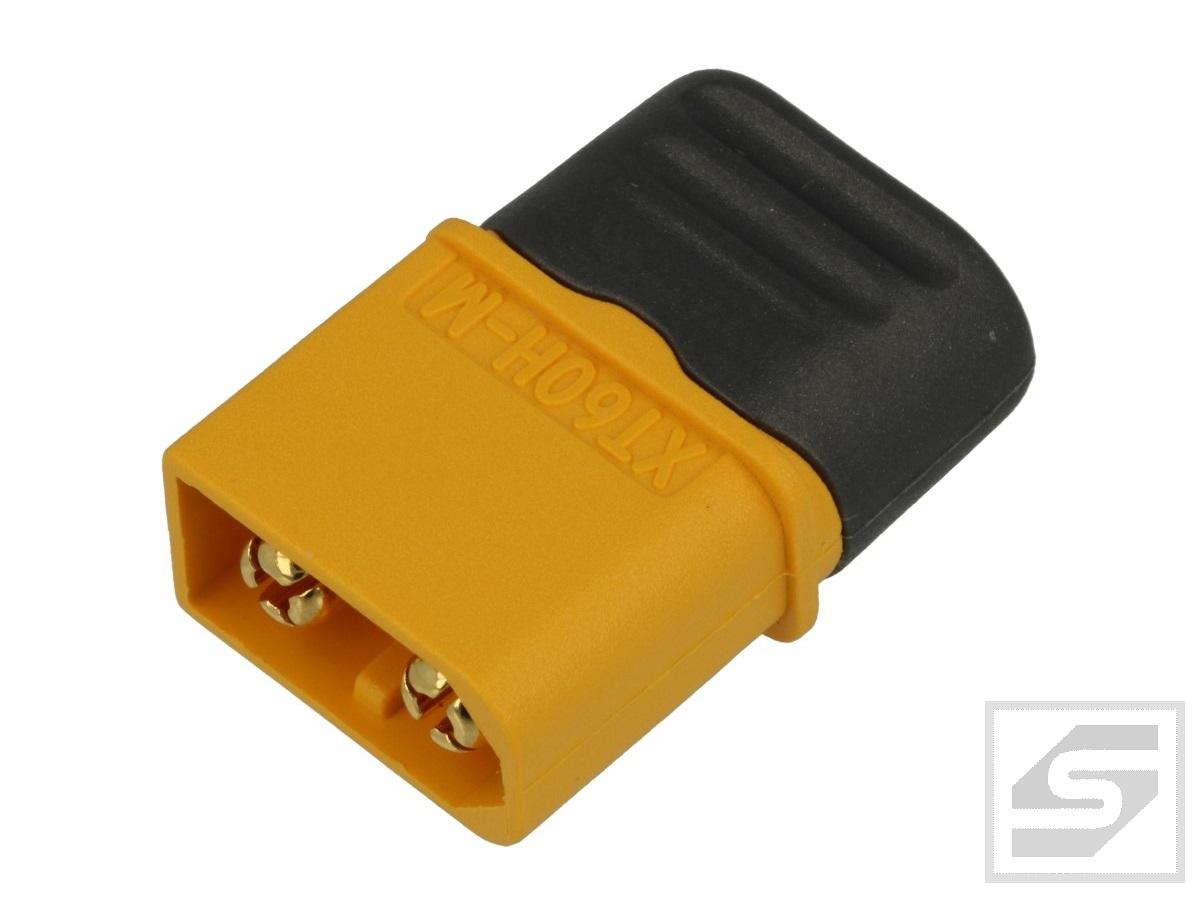Złącze zasilające DC;męskie;AMASS; XT60H-M;2PIN;proste;z osłonką;60A;